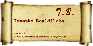 Tamaska Boglárka névjegykártya